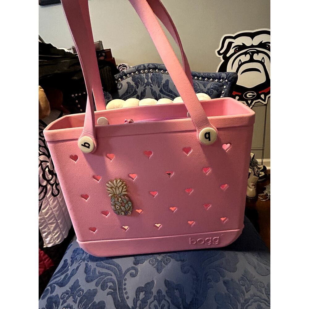 Pink Bogg Bag with Pineapple Charm